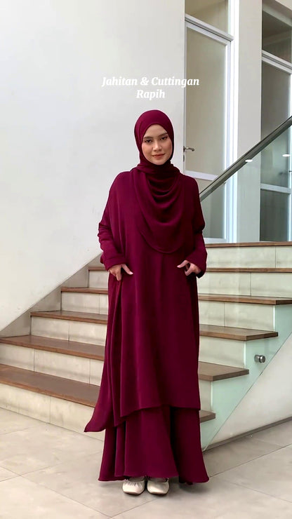 Duha Premium Modest 3-Piece Set | Flowy Tunic & Skirt with Matching Hijab