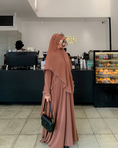 Elegant Brown Abaya with Matching Khimar Premium Modest Wear