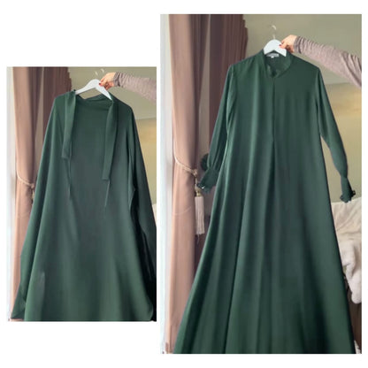 Three Piece Abaya with Khimar Attached Nosepiece