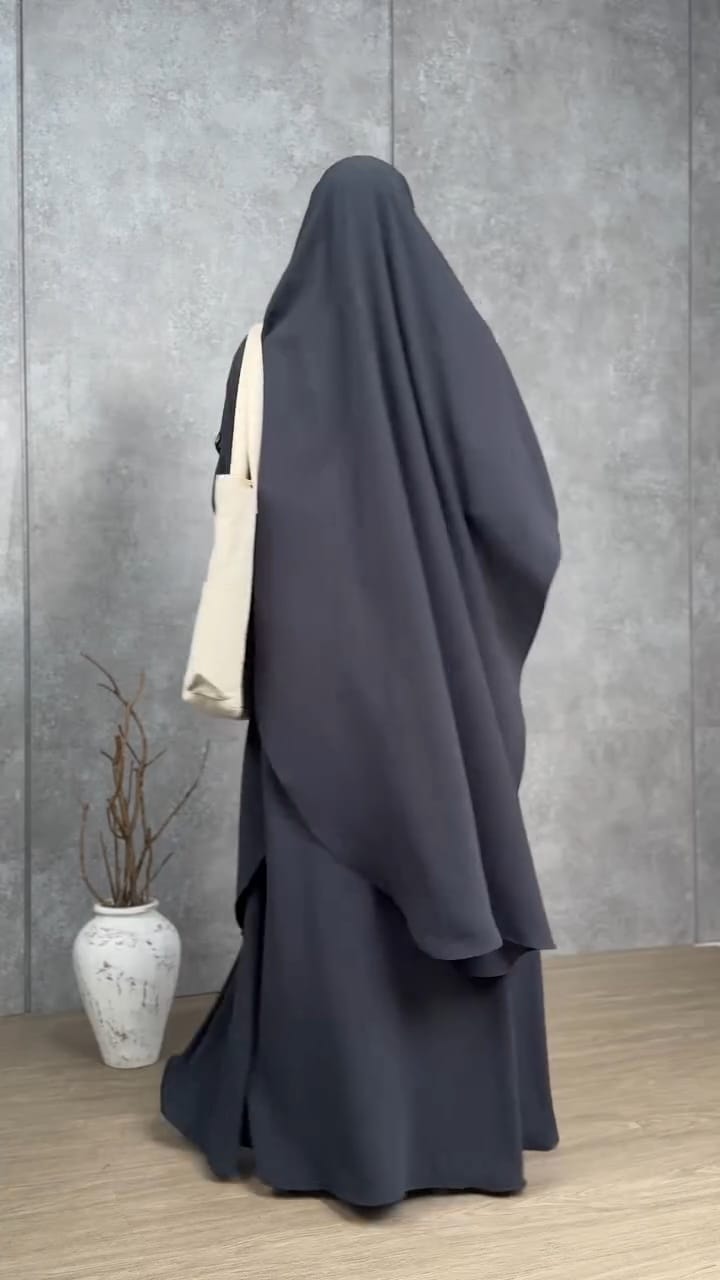 Premium Black Abaya with Khimar Attached Nose Piece
