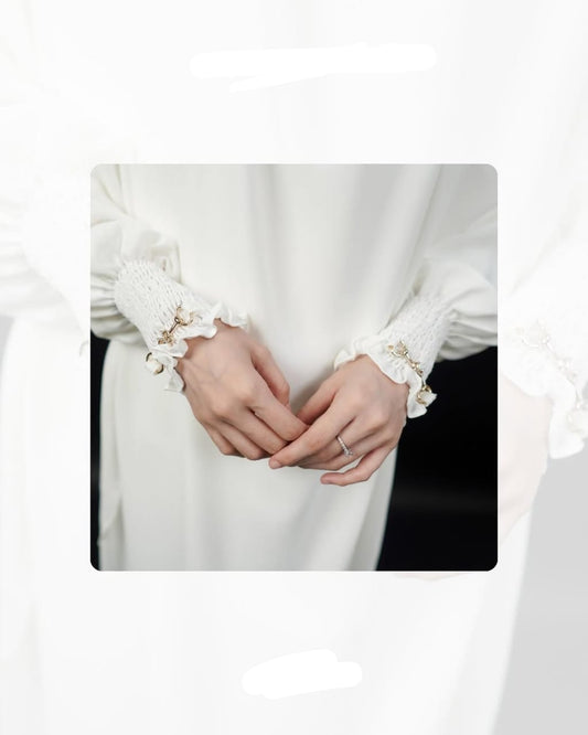 Premium White Abaya with Khimar Attached Nose Piece