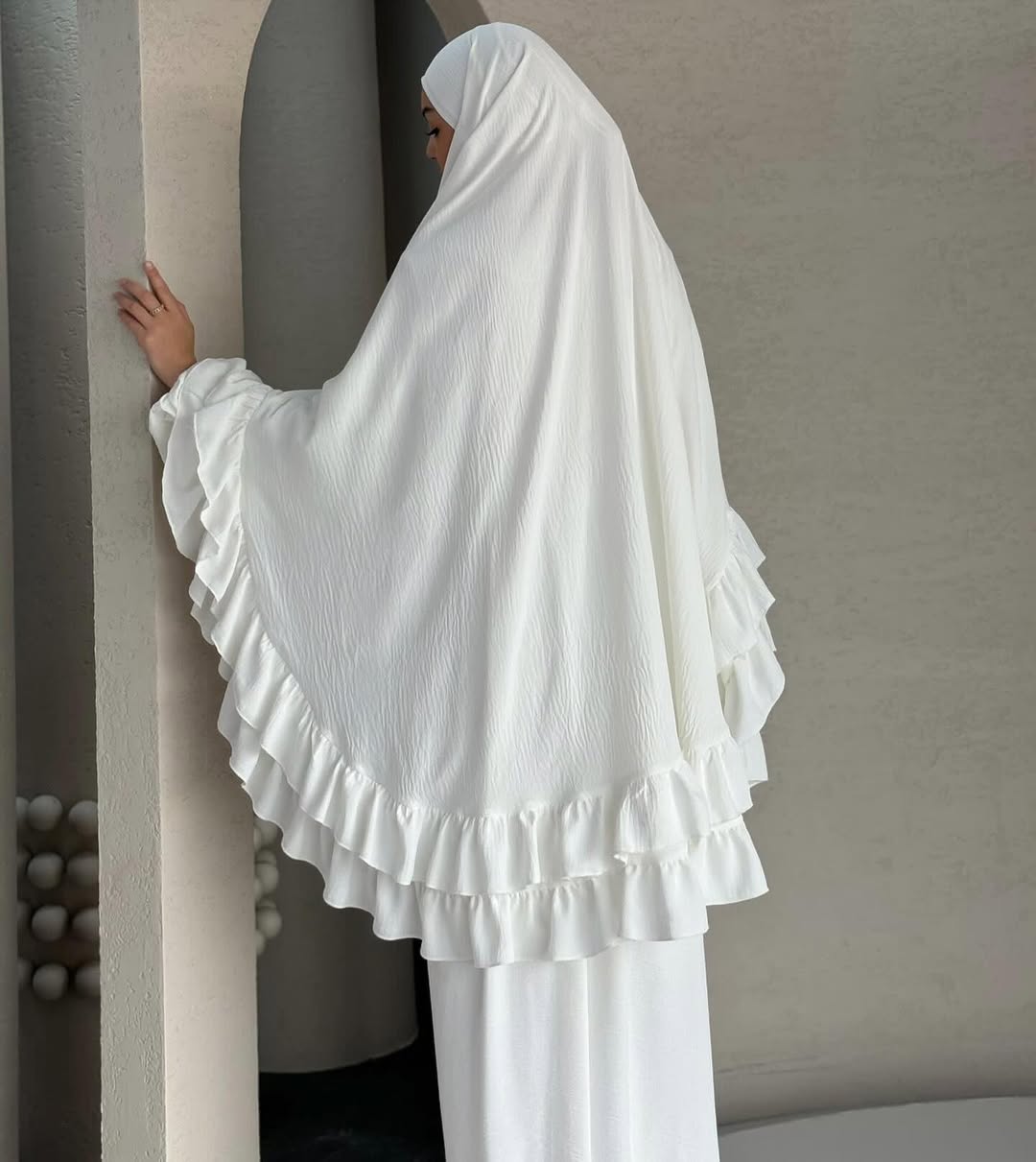 Hajj & Umrah Premium White Khimar Set for Women Imported Cey Crush Fabric  Elegant Modest Wear