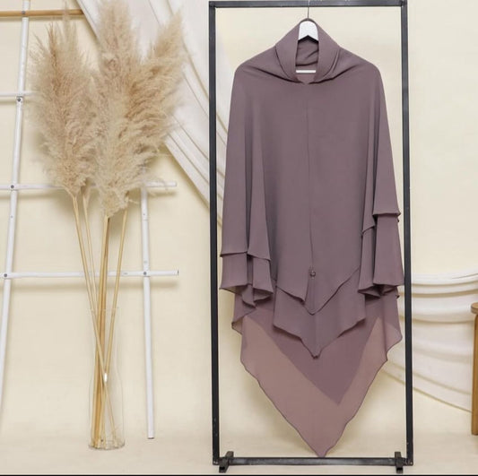 Premium 3-Layer Khimar – Elegant Flow | Burkhawala