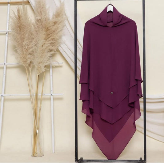Premium 3-Layer Khimar – Elegant Flow | Burkhawala