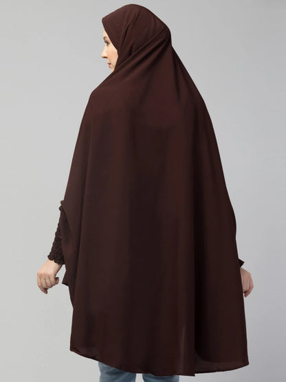 Premium Chocolate Brown Prayer Hijab for Women – Soft, Comfortable, Full Coverage Islamic Salah Khimar