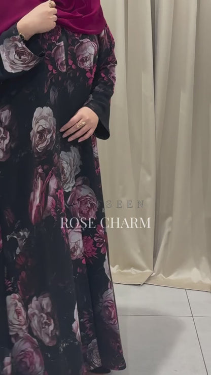 Premium Black Rose Floral Printed Shrug Set
