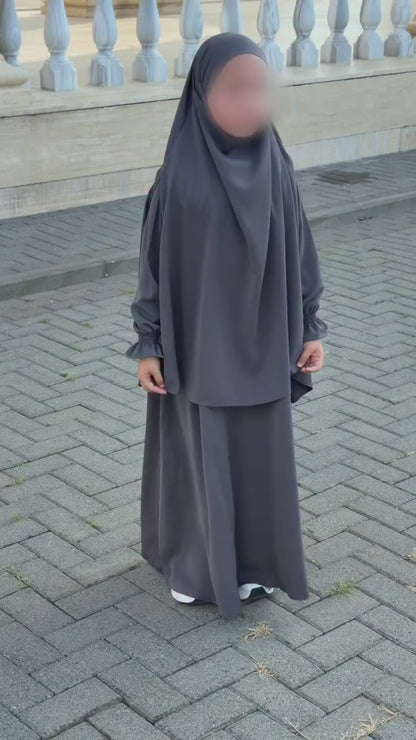 Premium Kids Abaya with Matching Khimar – Elegant 2-Piece Prayer Set